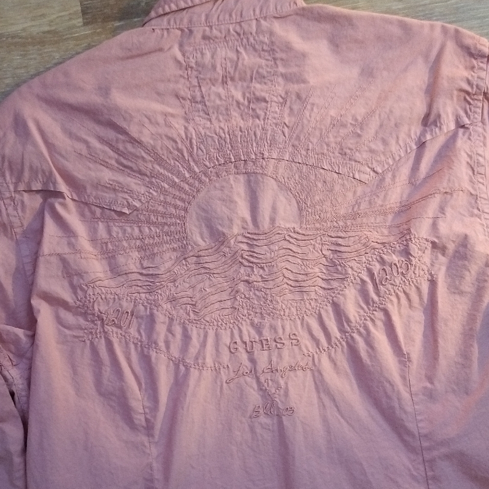 Guess Pink Button Down Casual Shirt Tailored Fit - Picture 9 of 9